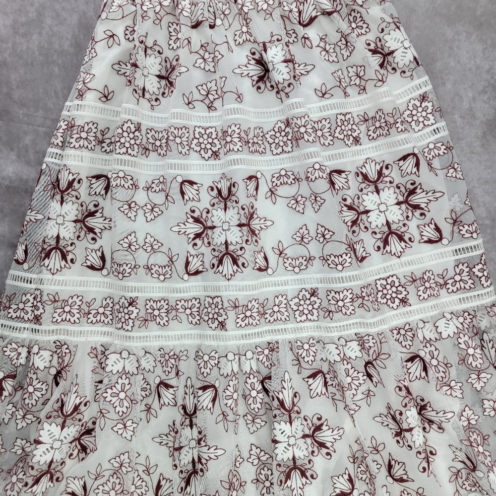 Anthropologie NWT Tiered V-Neck Embroidered Midi Summer Picnic Dress - Picture 6 of 16